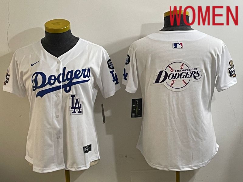 Women Los Angeles Dodgers Blank White Game 2024 Nike MLB Jersey style 112128->women mlb jersey->Women Jersey